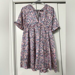 Lulus Blush Pink Floral Satin Babydoll Dress Size Small